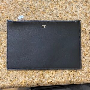 Tom Ford Black Leather Zip Pouch
